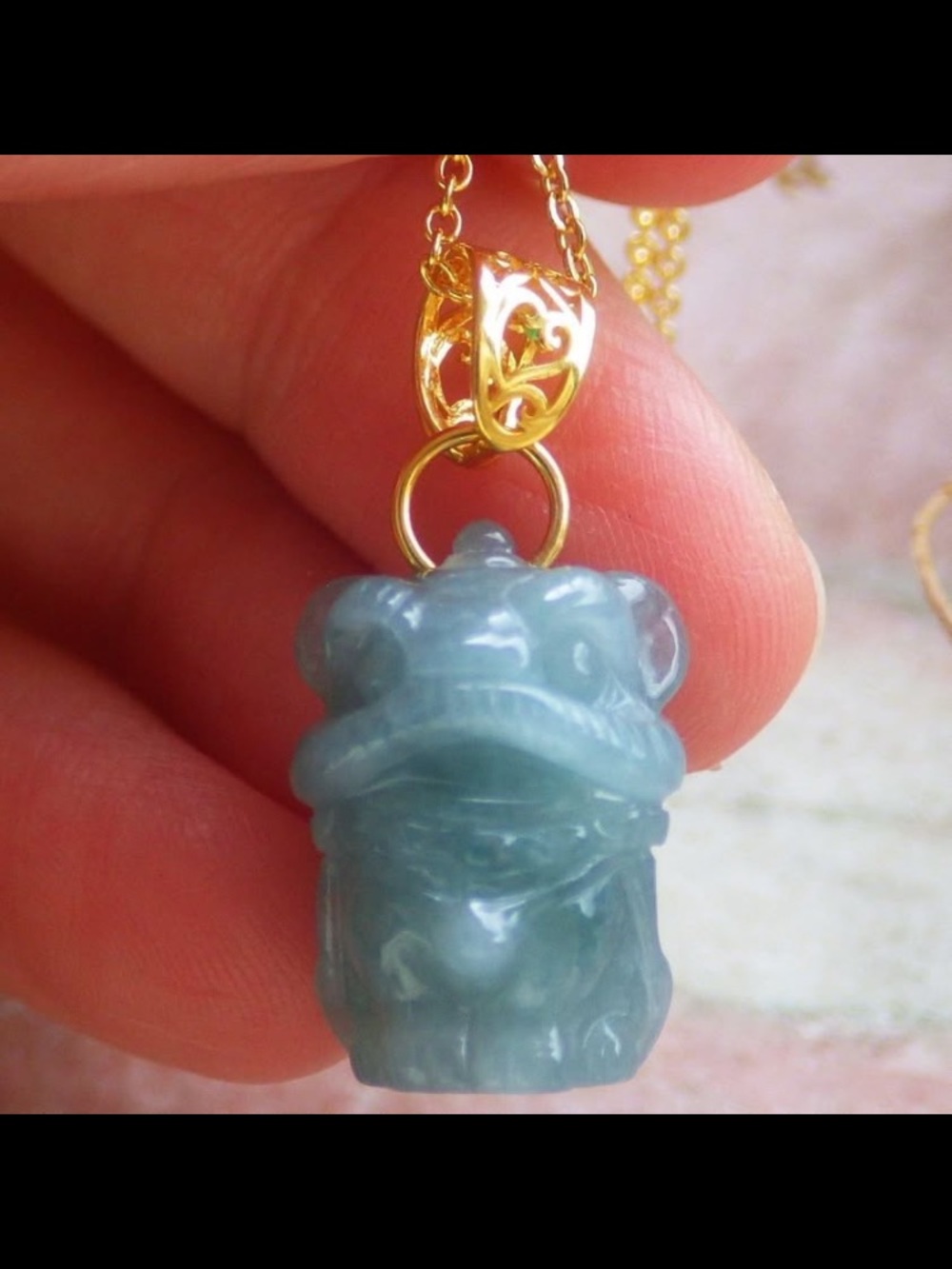 Sterling silver 925 jadeite Jade lion dance blue green certificate